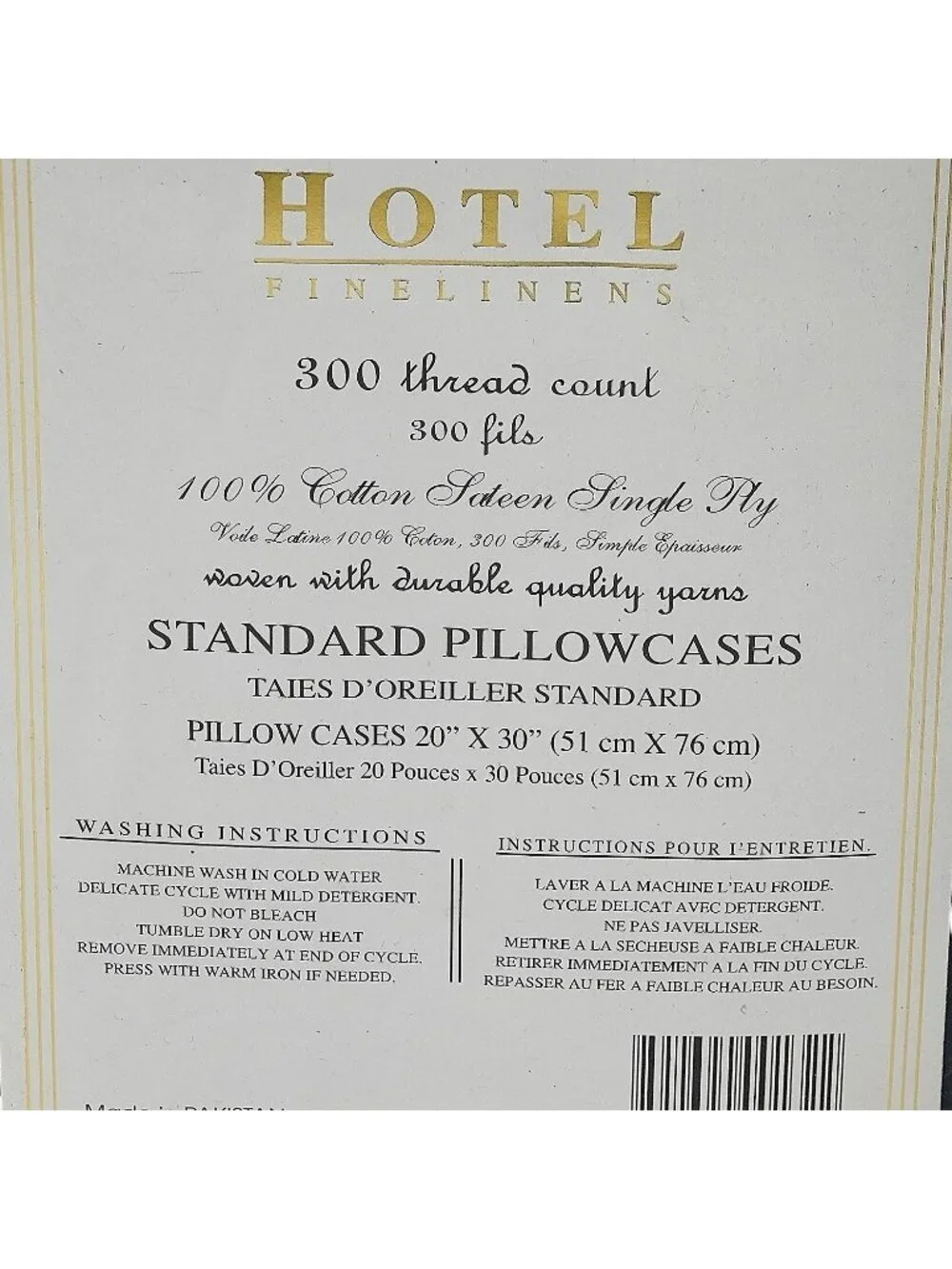 Hotel Fine Linens Pair of Pillowcases Navy Blue 100% Cotton Sateen NWT